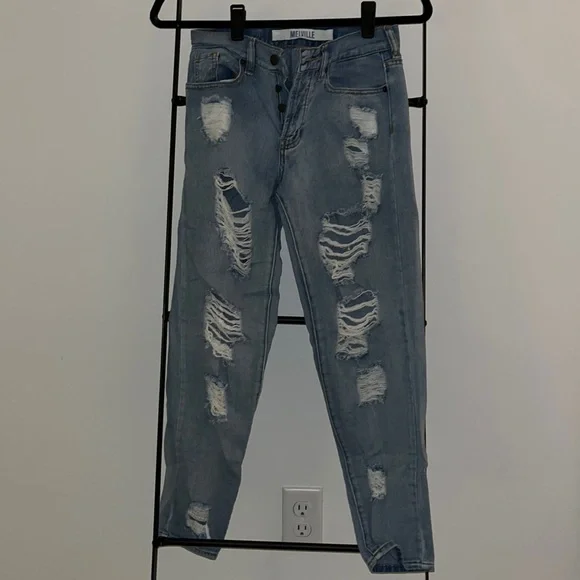 Brandy Melville Jeans Brandy Melville Distressedripped Blue